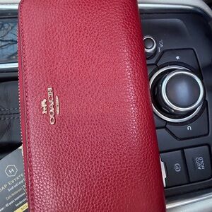 Coach Cherry Red Textured Wallet